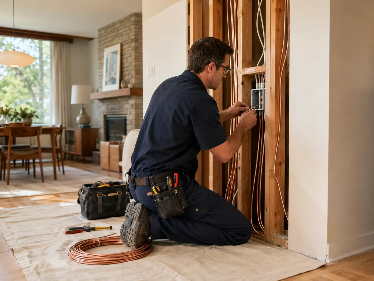 Electrical wiring being planned during a residential renovation
